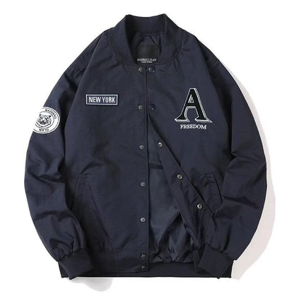 B2-m7 New Spring and Autumn Letter Embroidery Tooling Baseball Clothing Men's and Women's Black Loose Simple Thin Couple Clothing Jacket - Mixbatch