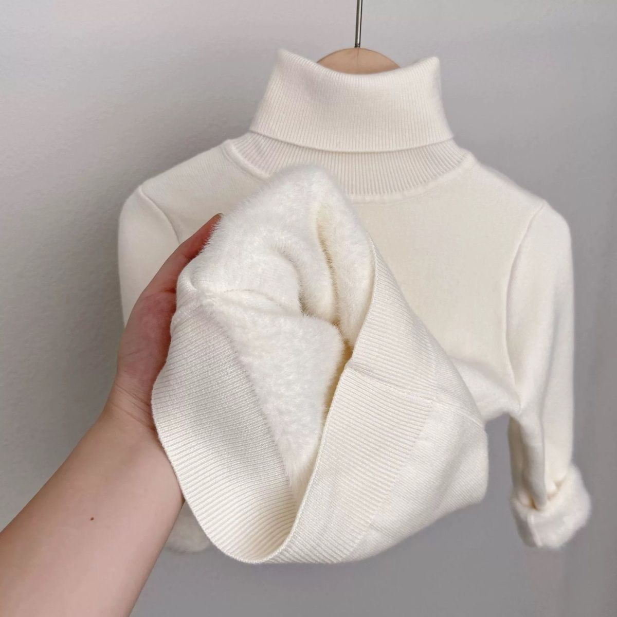 P Children's fleece turtleneck knitted sweater