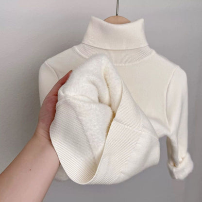 P Children's fleece turtleneck knitted sweater
