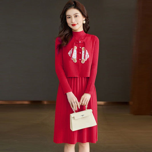 P knitted dress two-piece set