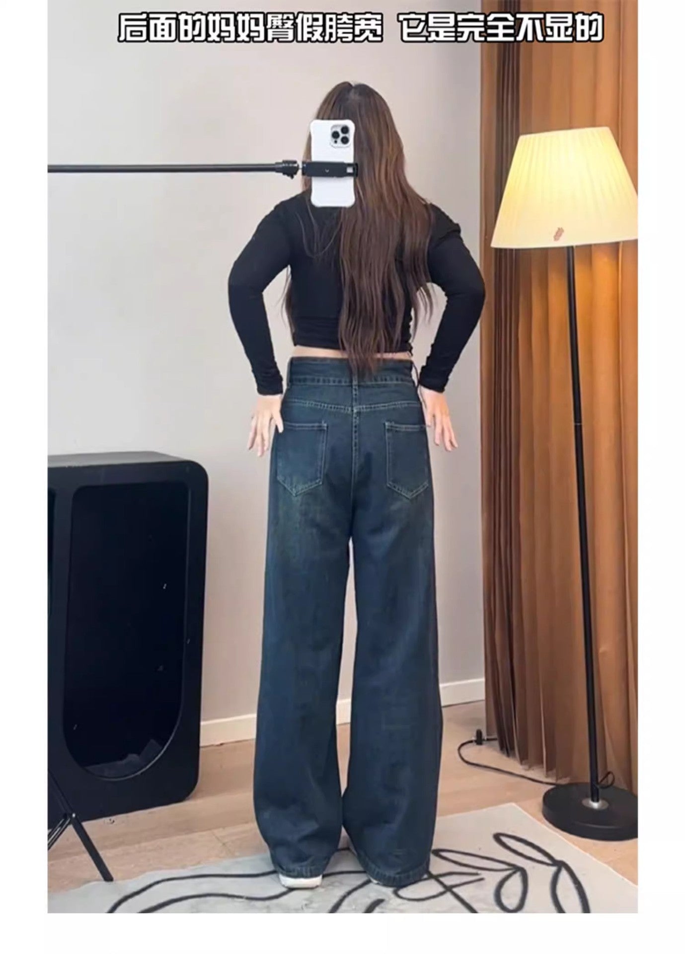 Spring and Autumn American Retro High-Waisted Loose Wide-Leg Pants