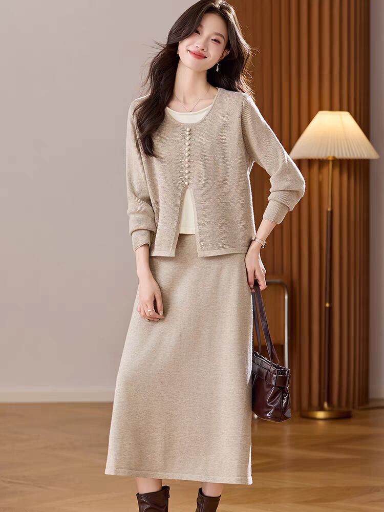 Knitted Top and Skirt Set