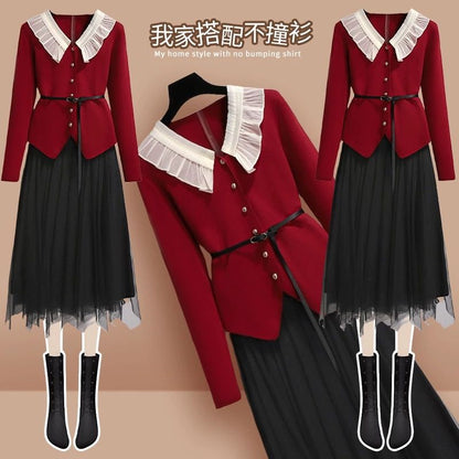 P knitted dress two-piece set