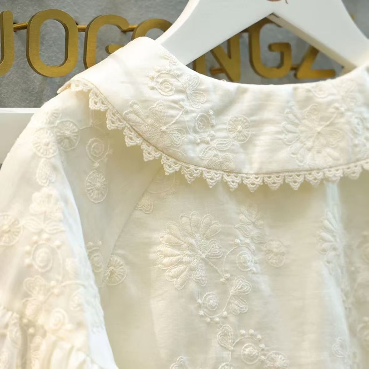 P Girls Spring New Doll Ocean Long Sleeve Fashion Shirt Children's Jeans Two-piece Set