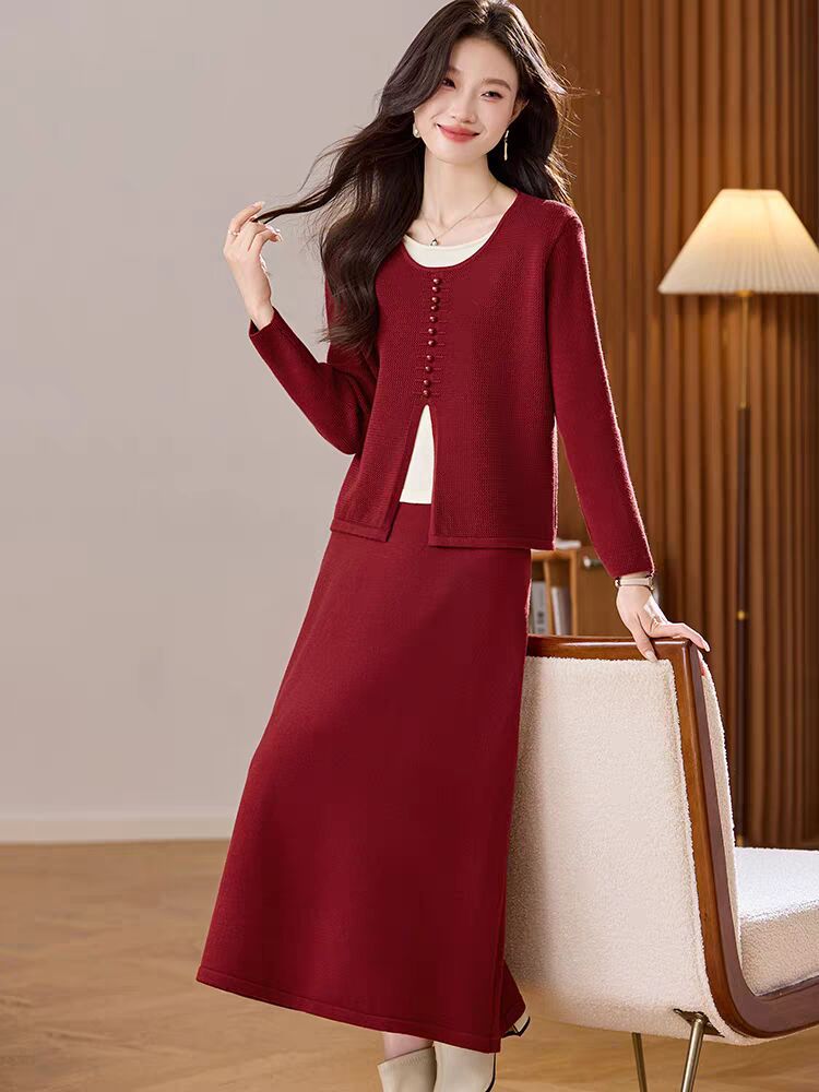 Knitted Top and Skirt Set