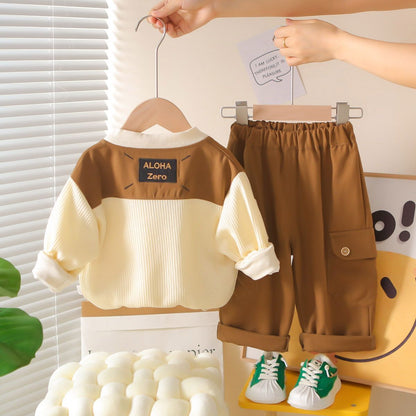 A new children's spring and autumn foreign style tooling three-piece children's autumn fashion clothes