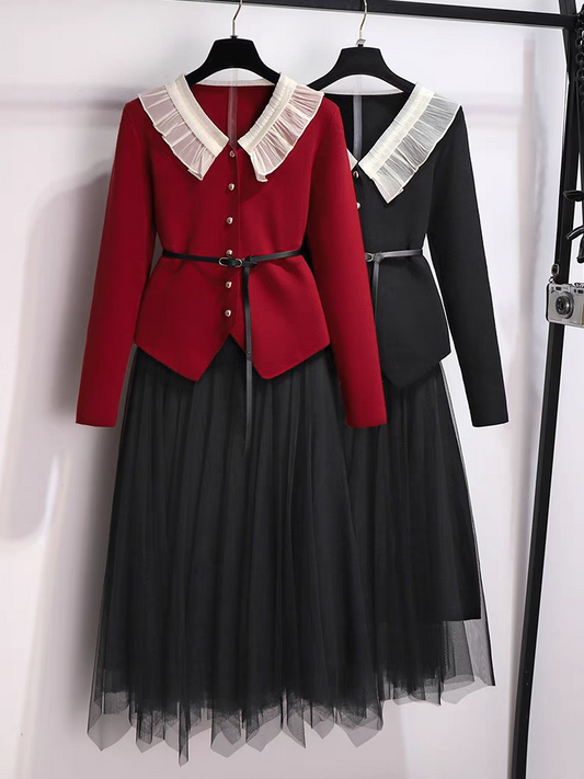 P knitted dress two-piece set