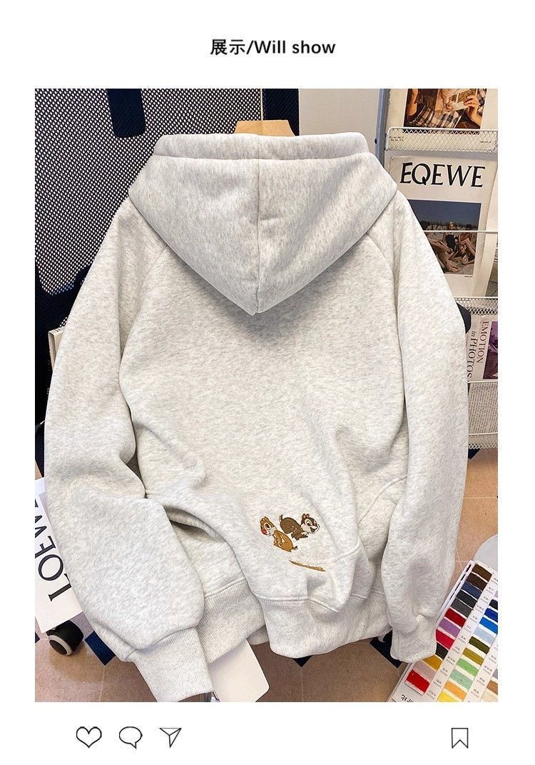Korean Version Cartoon Embroidery Hooded Sweatshirt for Women