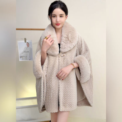 Fur Collar Shawl Coat
