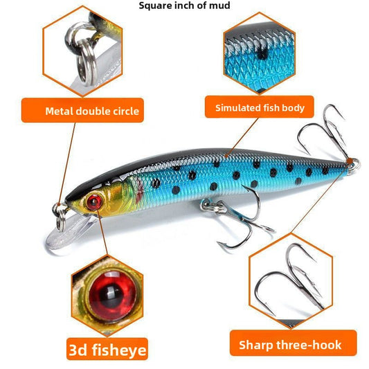 A lure bait floating water minnow long cast noise ringing bead diving fake bait